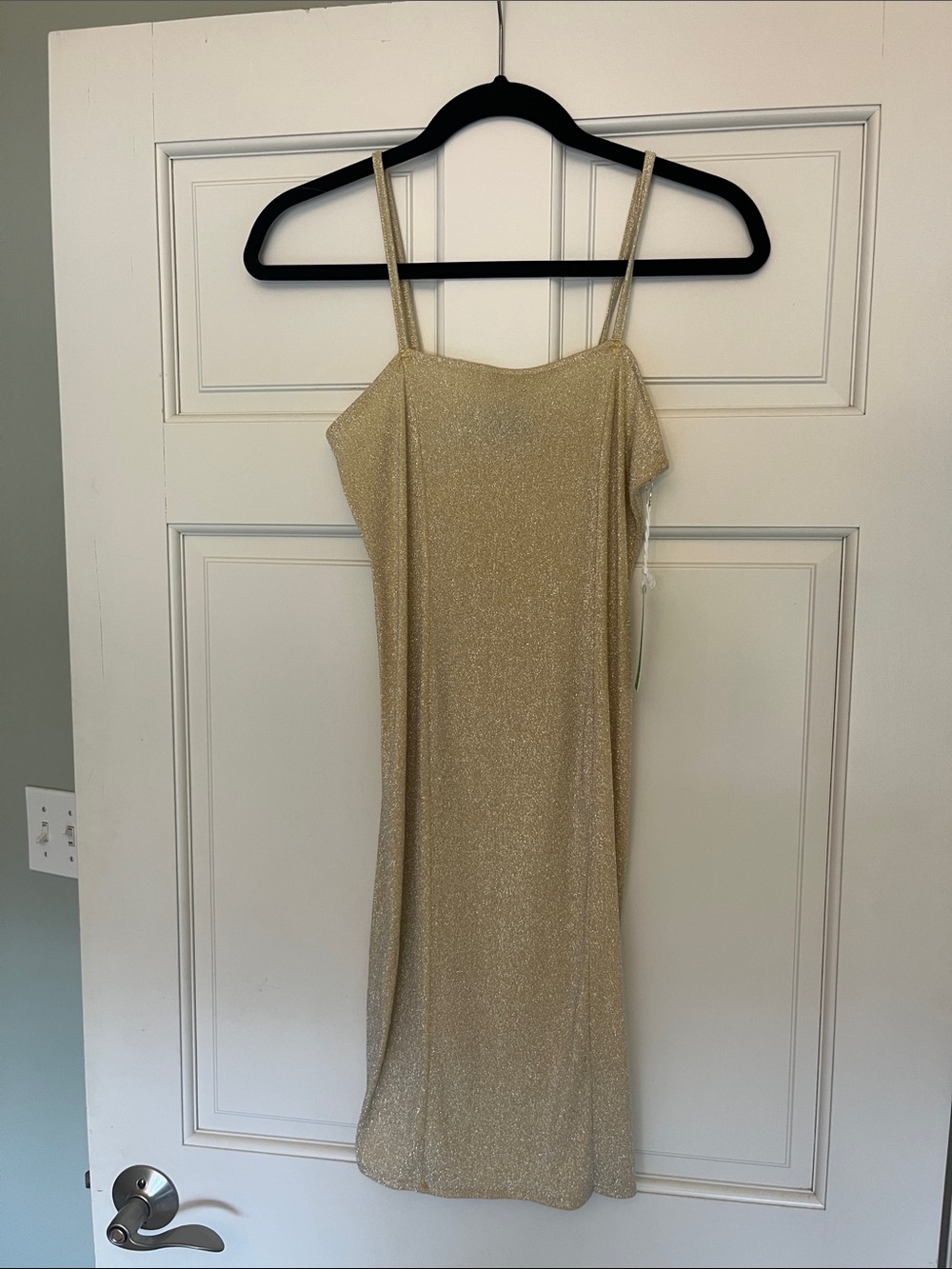 Gold Sparkle Slip Dress with Spaghetti Straps